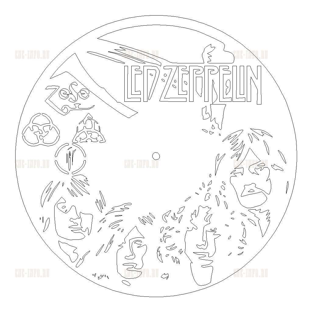 Часы «Led Zeppelin» (Модель v-nkloc_0498) EPS, DXF, CDR, 2D векторная ...