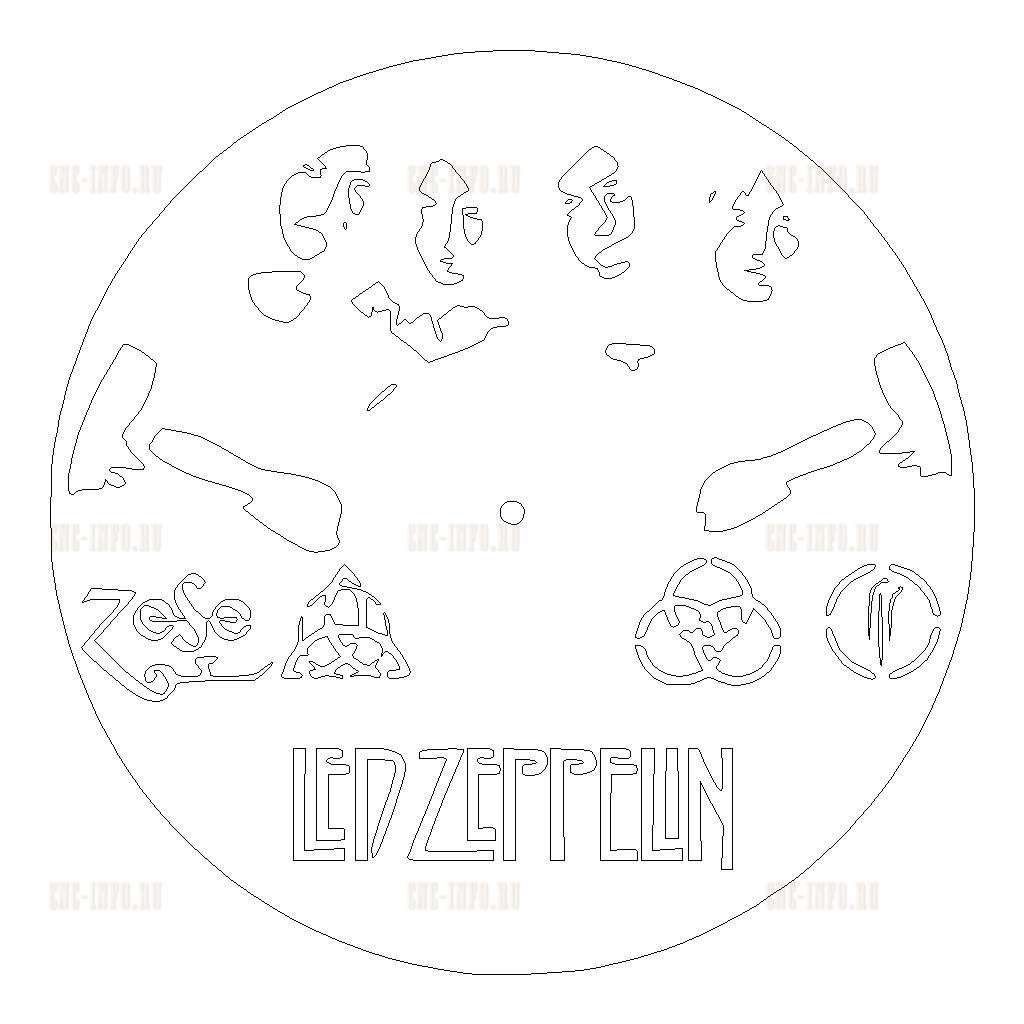 Часы «Led Zeppelin» (Модель v-nkloc_0502) EPS, DXF, CDR, 2D векторная ...