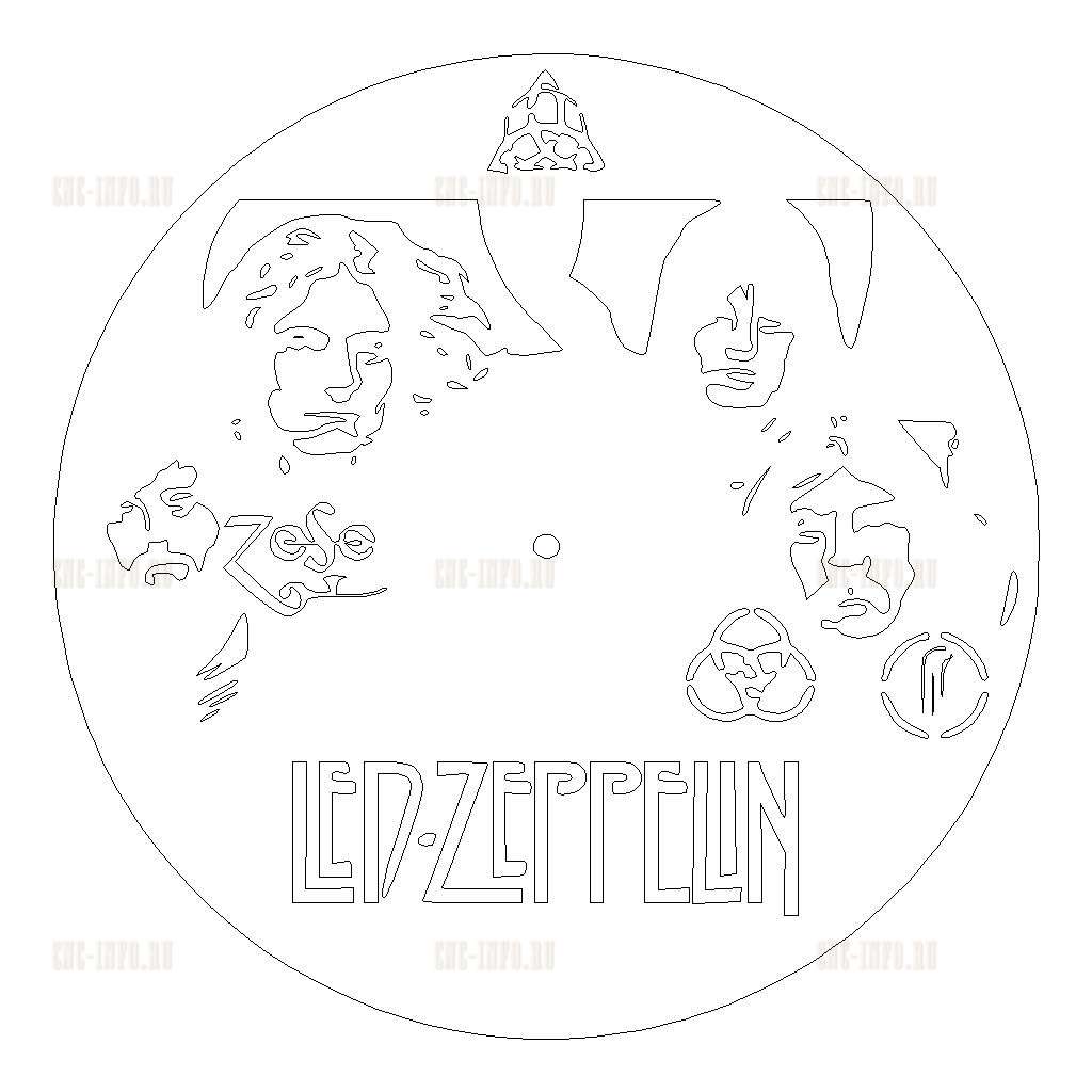 Часы «Led Zeppelin» (Модель v-nkloc_0509) EPS, DXF, CDR, 2D векторная ...