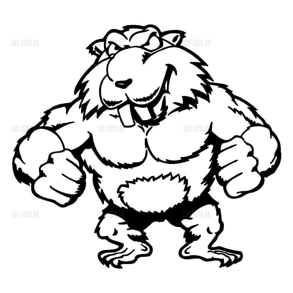 Mascot «Muscular Beaver» (model v-pann_1030) EPS, DXF, CDR, 2D vector model