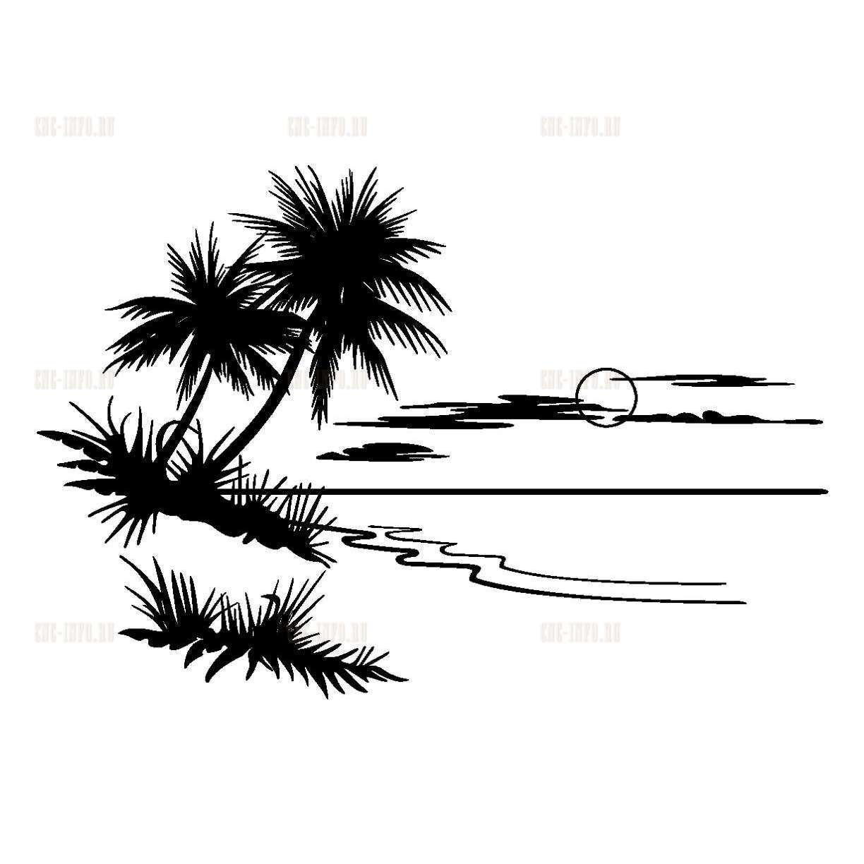 Beach Tree Cd R Mascot «Beach with Palm Trees» (model v-pann_1273) EPS, DXF, CDR, 2D ...