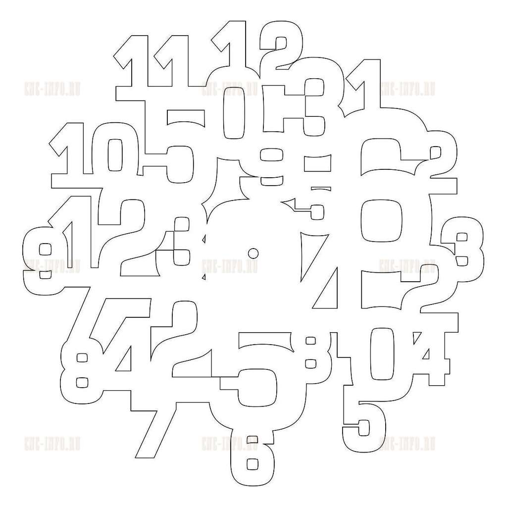 Clock Numbers Vector File Clock «Numbers» (model v-nkloc_0259) EPS, DXF, CDR, 2D vector model