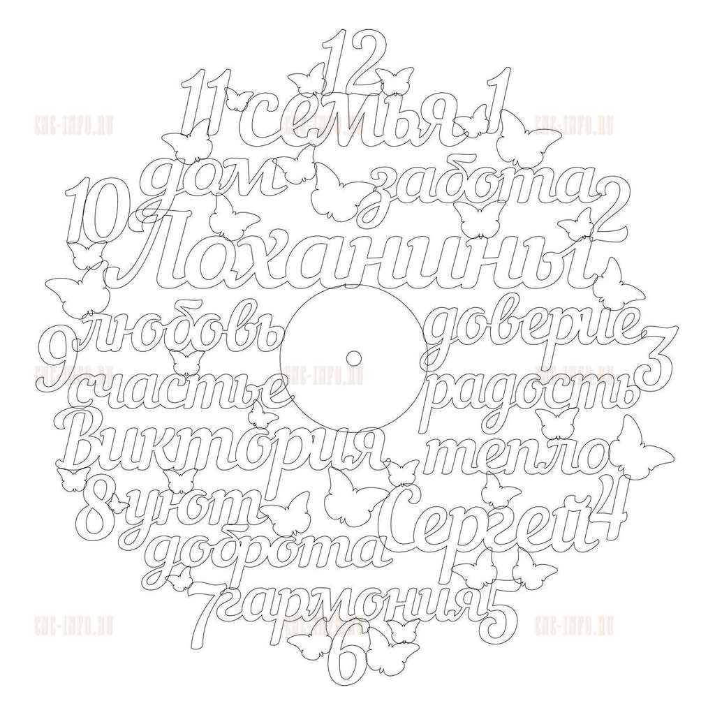 Family clock (model v-nkloc_0363) EPS, DXF, CDR, 2D vector model
